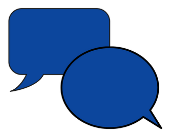 illustration of two blue word bubbles